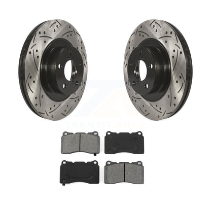 Rotor de frein à disque à fente percée avec revêtement avant et Kit de plaquettes semi-métalliques pour Toyota 8