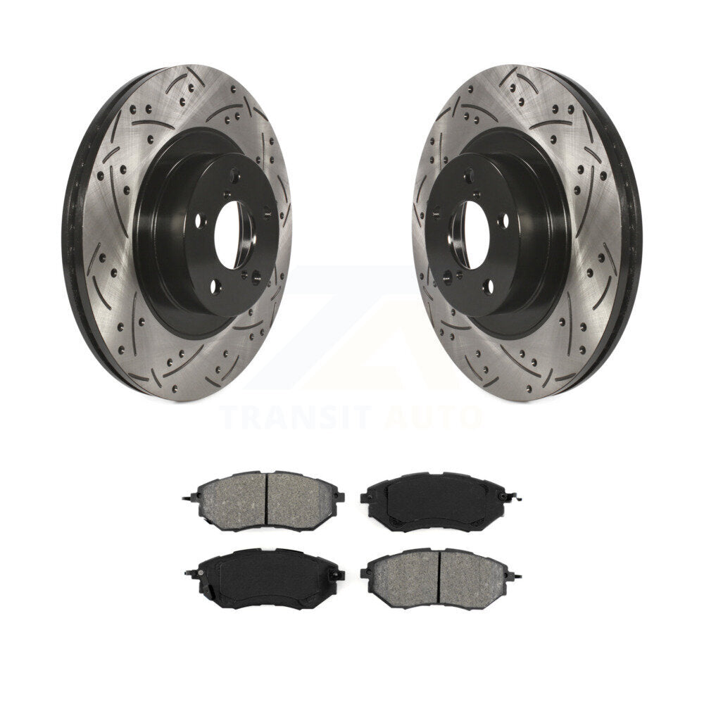 Kit de plaquettes semi-métalliques de Rotor de frein à disque de fente de forage enduit avant pour Subaru Legac