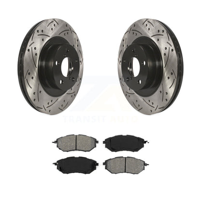 Kit de plaquettes semi-métalliques de Rotor de frein à disque de fente de forage enduit avant pour Subaru Legac