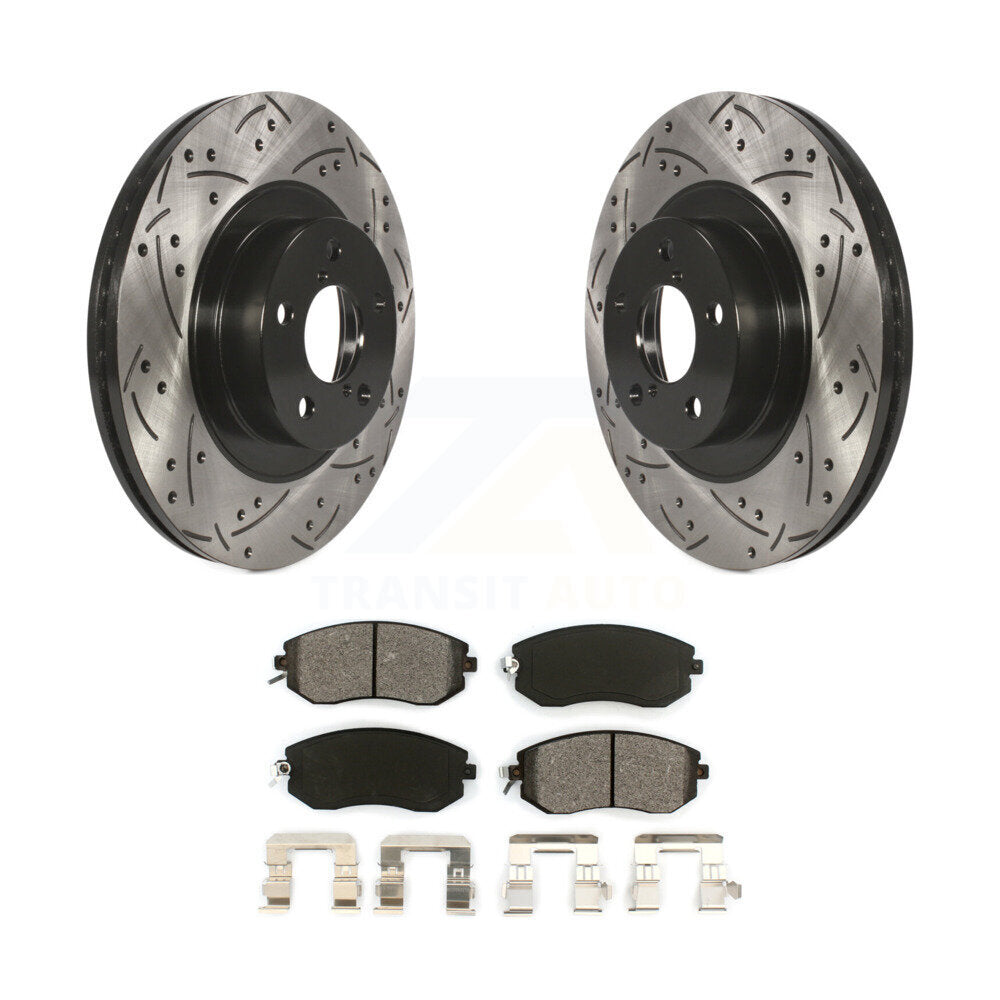 Kit de plaquettes semi-métalliques de Rotor de frein à fente avant percée pour Subaru Forester Imprez