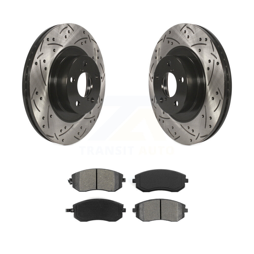 Kit de plaquettes semi-métalliques de Rotor de frein à fente avant percée pour Subaru Outback Foreste