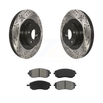 Kit de plaquettes semi-métalliques de Rotor de frein à fente avant percée pour Subaru Outback Foreste