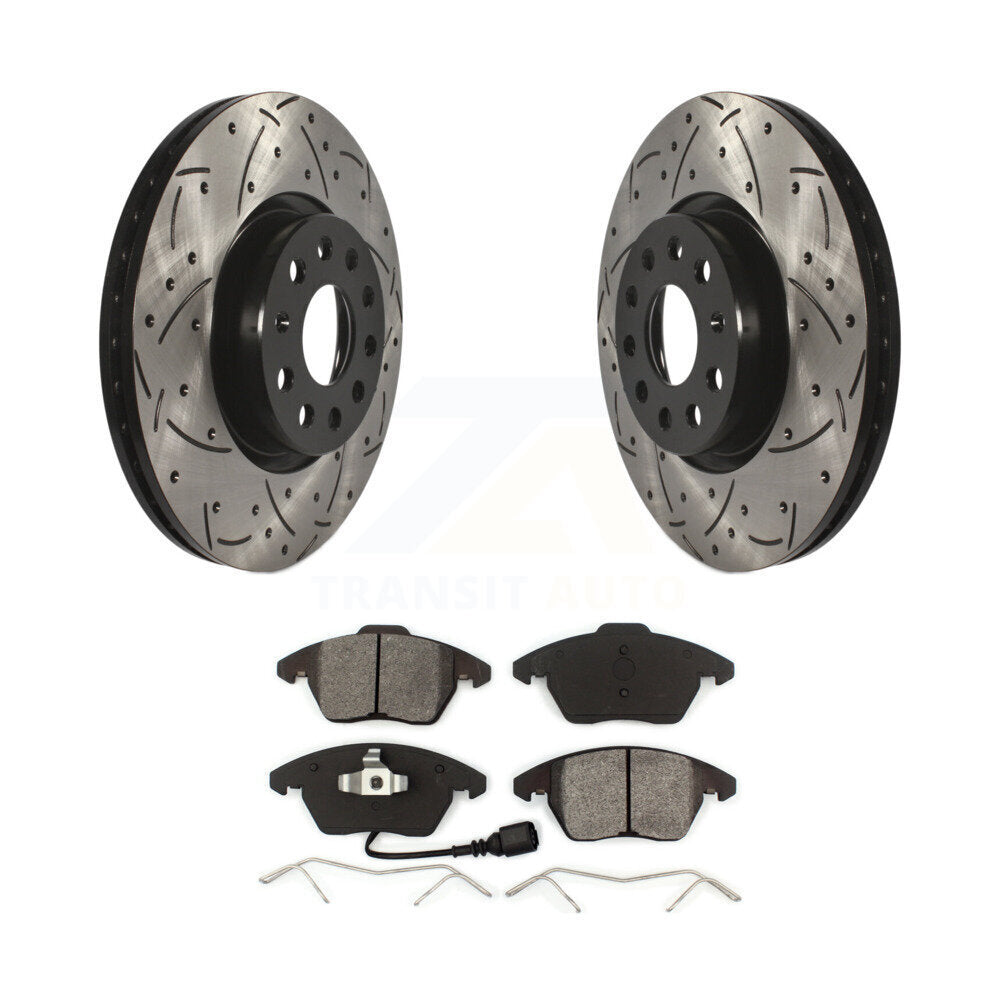 Kit de plaquettes semi-métalliques de Rotor de frein à fente avant percée, pour Volkswagen Jetta Beetl