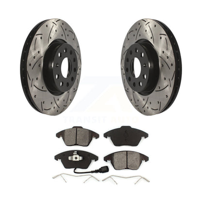 Kit de plaquettes semi-métalliques de Rotor de frein à fente avant percée, pour Volkswagen Jetta Beetl