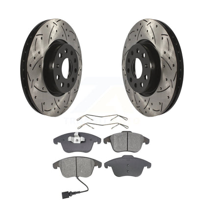 Rotors de frein à fente avant, Kit de plaquettes semi-métalliques pour Volkswagen Tiguan Passa