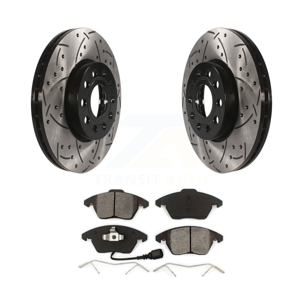 Kit de plaquettes semi-métalliques de Rotor de frein de fente de forage avant pour Volkswagen Jetta Golf Eo