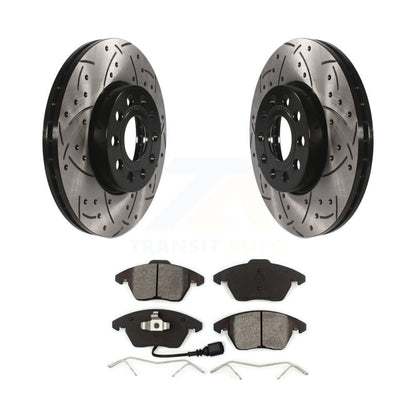 Kit de plaquettes semi-métalliques de Rotor de frein de fente de forage avant pour Volkswagen Jetta Golf Eo