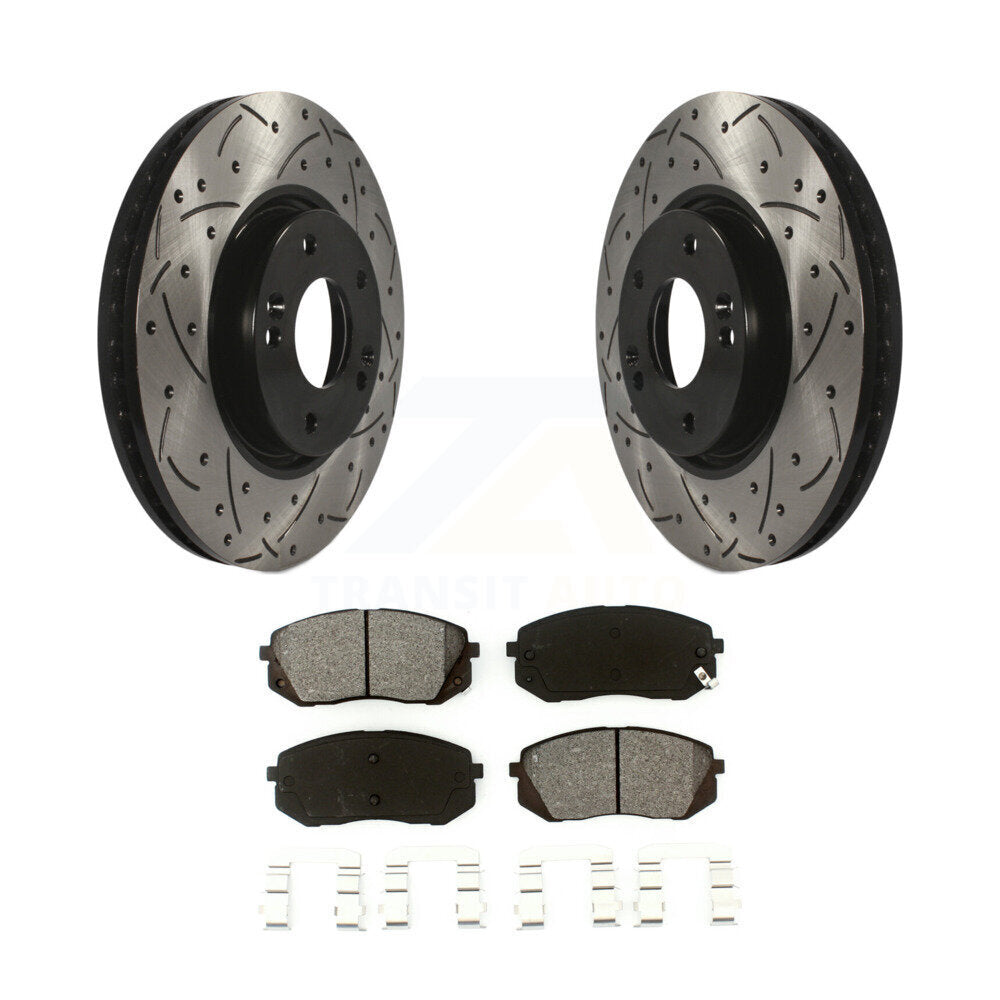 Kit de plaquettes semi-métalliques de Rotor de frein à fente avant percée, pour Hyundai Tucson Kia Sou