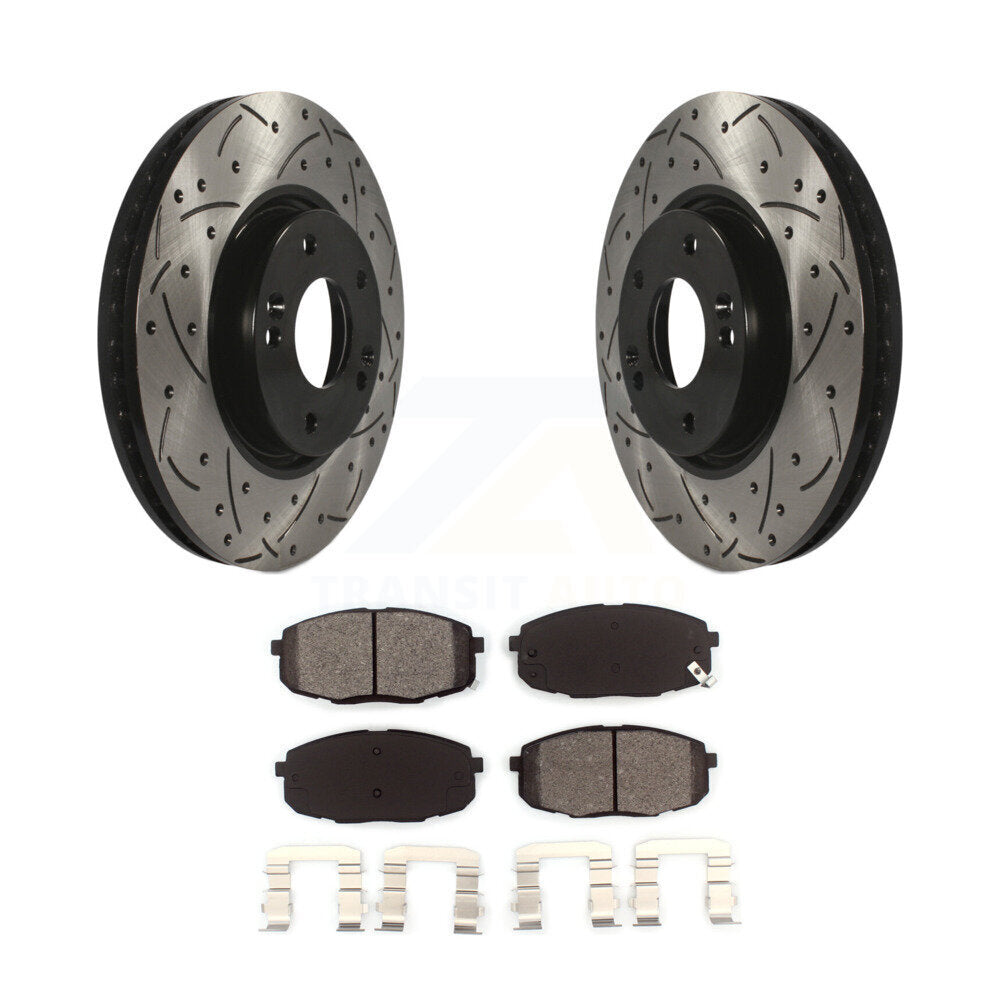 Rotor de frein à fente percée avant et Kit de plaquettes semi-métalliques pour Kia Forte Koup Forte