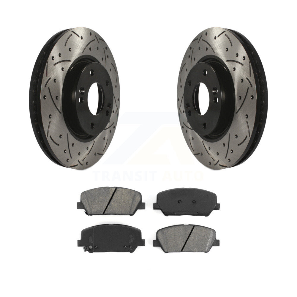 Rotor de frein à disque à fente avant percée et Kit de plaquettes semi-métalliques pour Hyundai Veloste