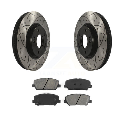 Rotor de frein à disque à fente avant percée et Kit de plaquettes semi-métalliques pour Hyundai Veloste