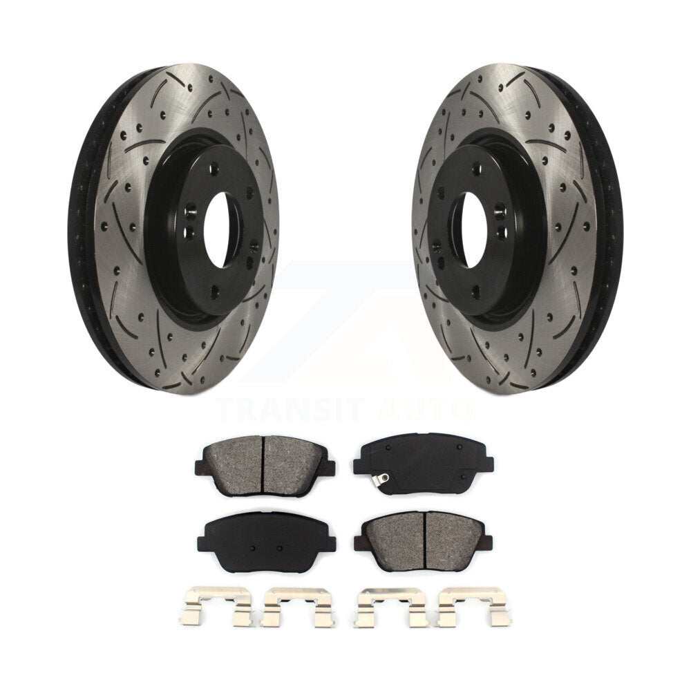 Kit de plaquettes semi-métalliques de Rotor de frein de fente de forage avant pour Hyundai Sonata Kia Optim
