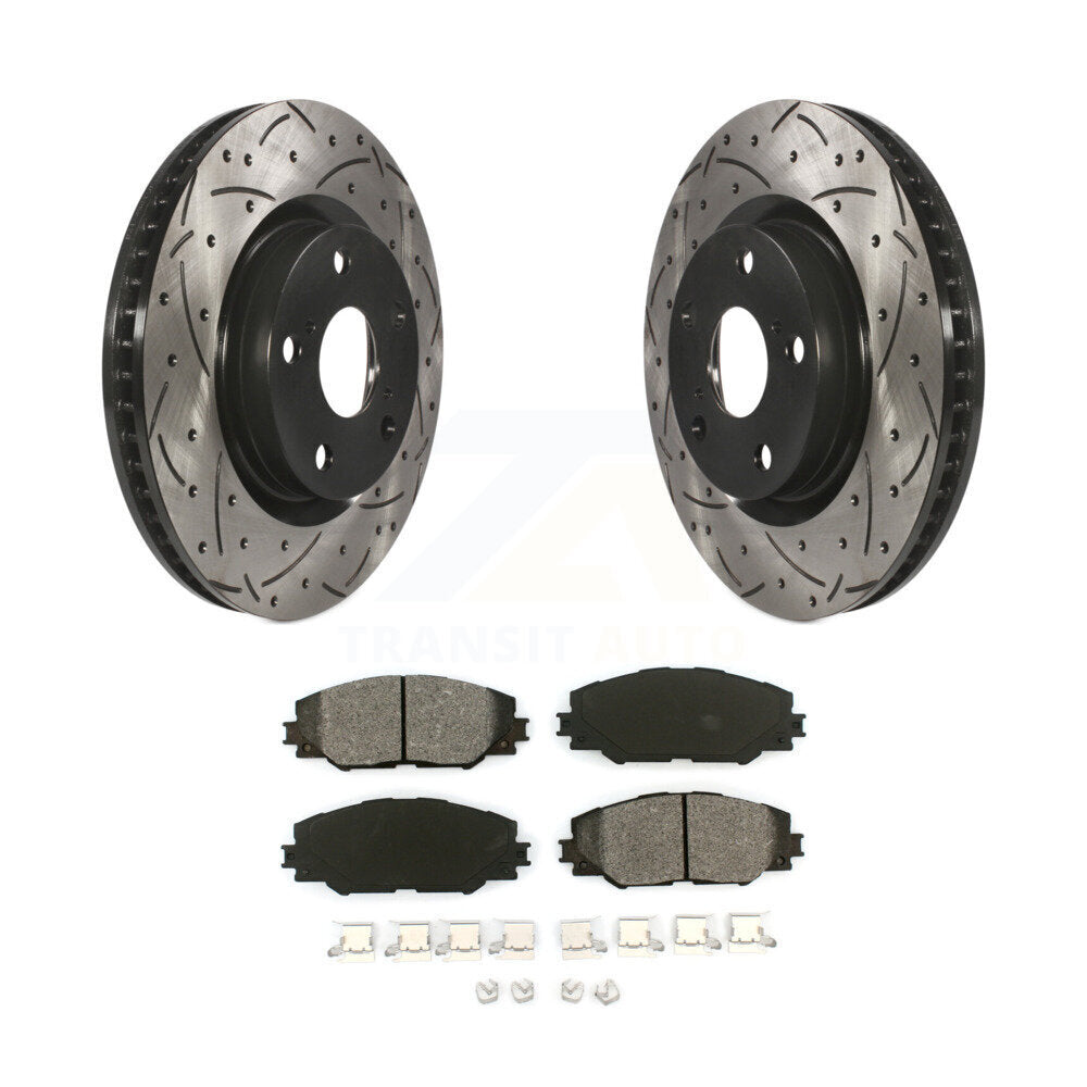 Kit de plaquettes semi-métalliques de Rotor de frein à fente avant percée, pour Toyota RAV4 Matrix Vib