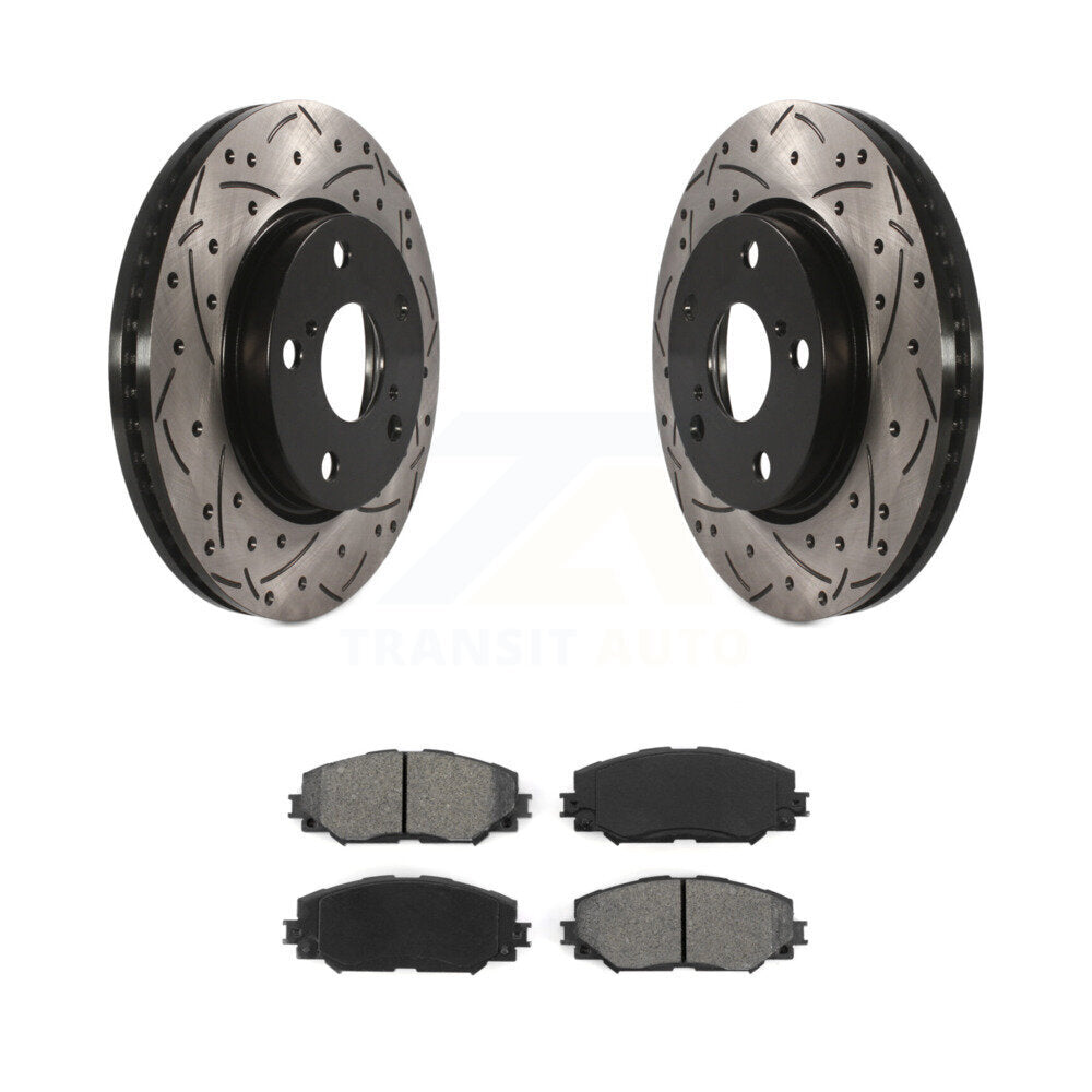 Kit de plaquettes semi-métalliques de Rotor de frein de fente de forage avant pour Toyota RAV4 Prius V Scio