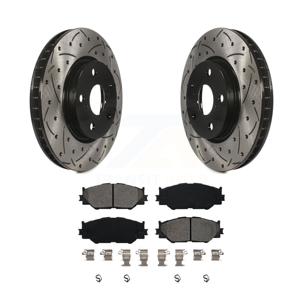 Kit de plaquettes semi-métalliques de Rotor de frein à disque à fente percée avec revêtement avant pour Lexus IS25
