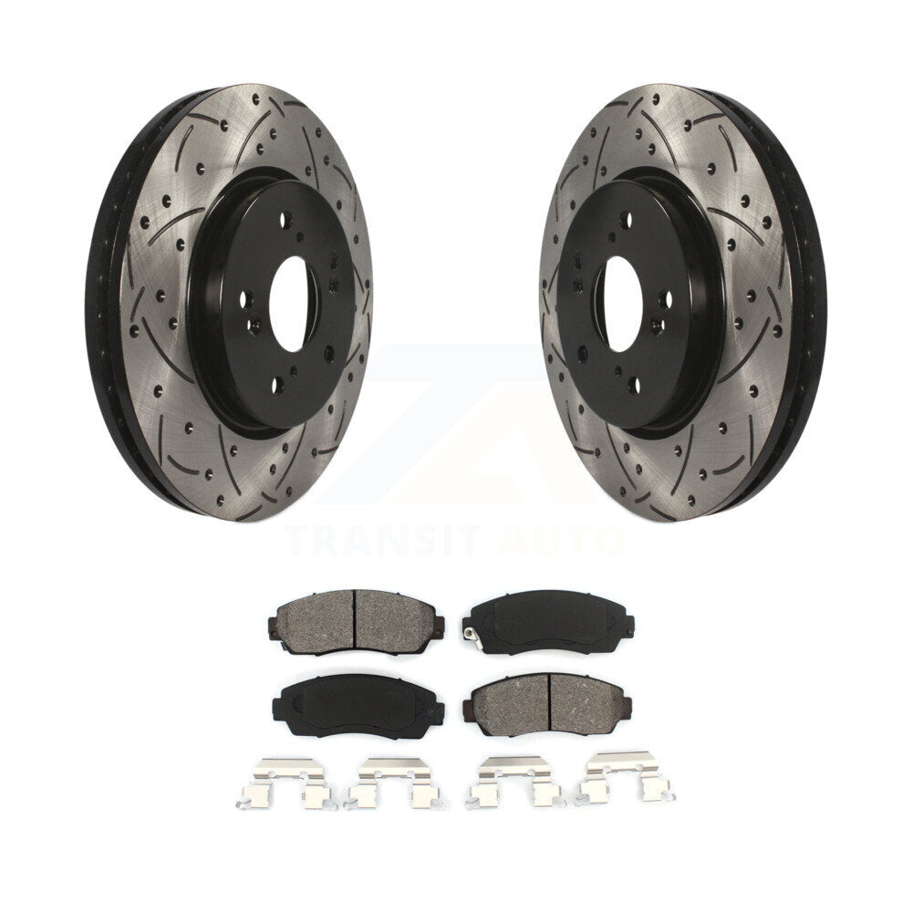 Kit de plaquettes semi-métalliques de Rotor de frein à disque de fente de forage avant pour Honda CR-V Acura RD