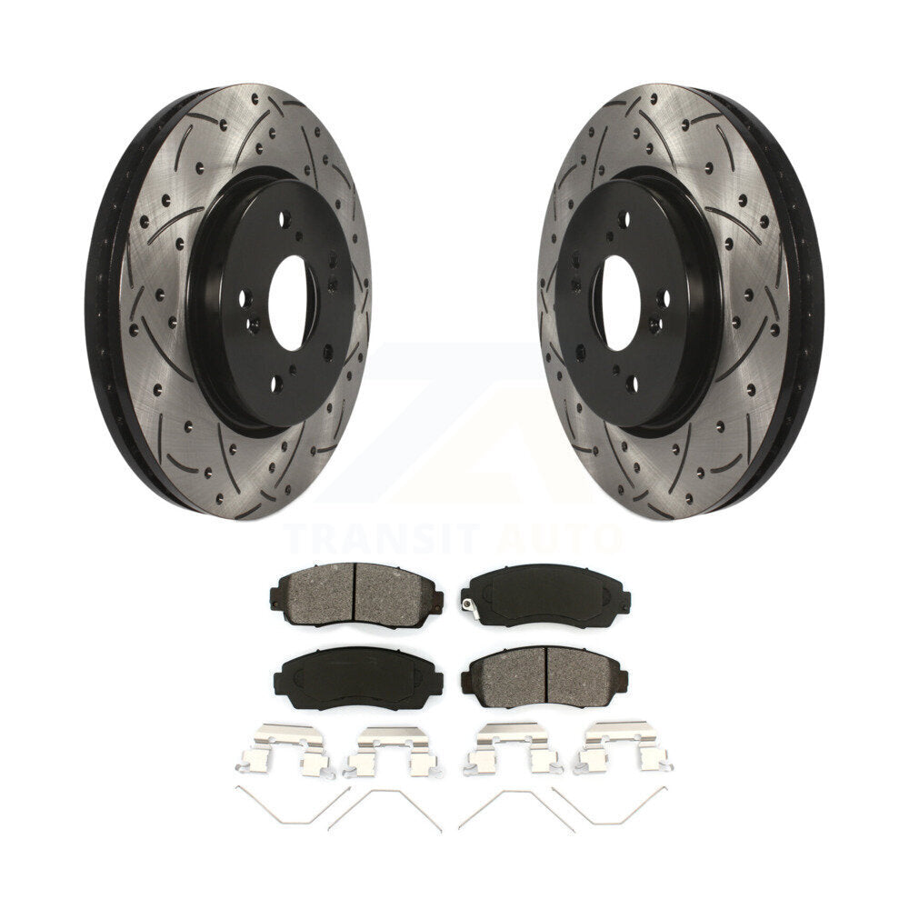 Kit de plaquettes semi-métalliques de Rotor de frein à disque de fente de forage avant pour Honda CR-V Crosstou