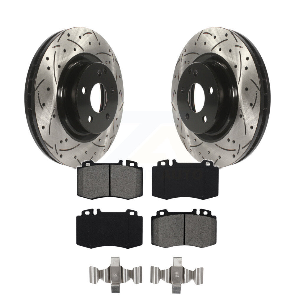 Kit de plaquettes semi-métalliques de Rotor de frein de fente de forage avant pour Mercedes-Benz CLS550 E55