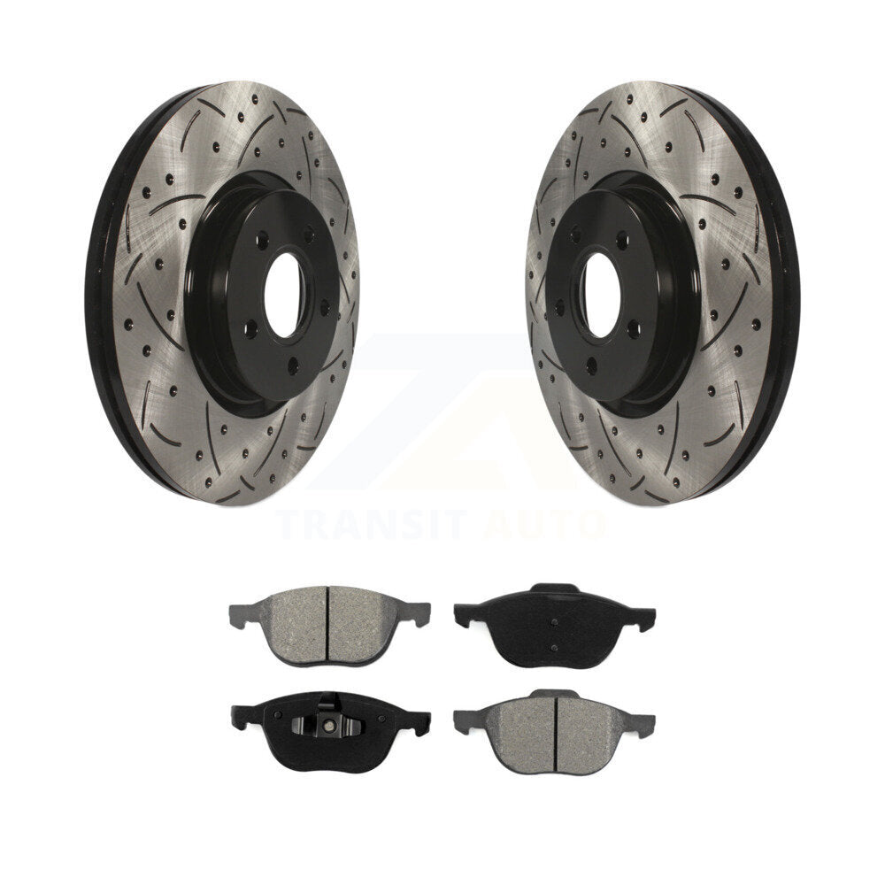Kit de plaquettes semi-métalliques de Rotor de frein à disque de fente de forage avant pour Ford Transit Connect