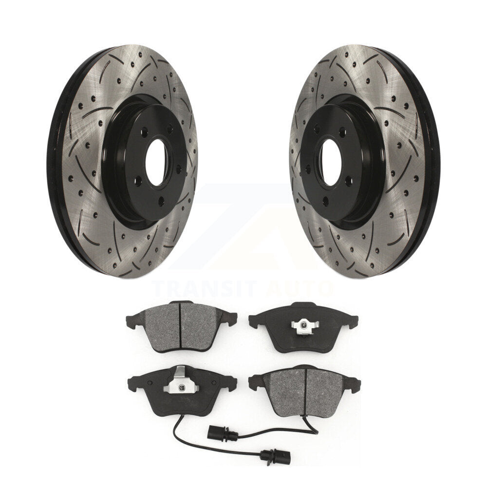 Rotors de frein à disque à fente avant percés, Kit de plaquettes semi-métalliques pour Volvo S40 V50 C7