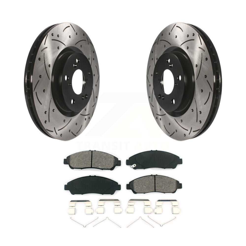 Kit de plaquettes semi-métalliques de Rotor de frein de fente de forage avant pour Honda Pilot Acura MDX RL