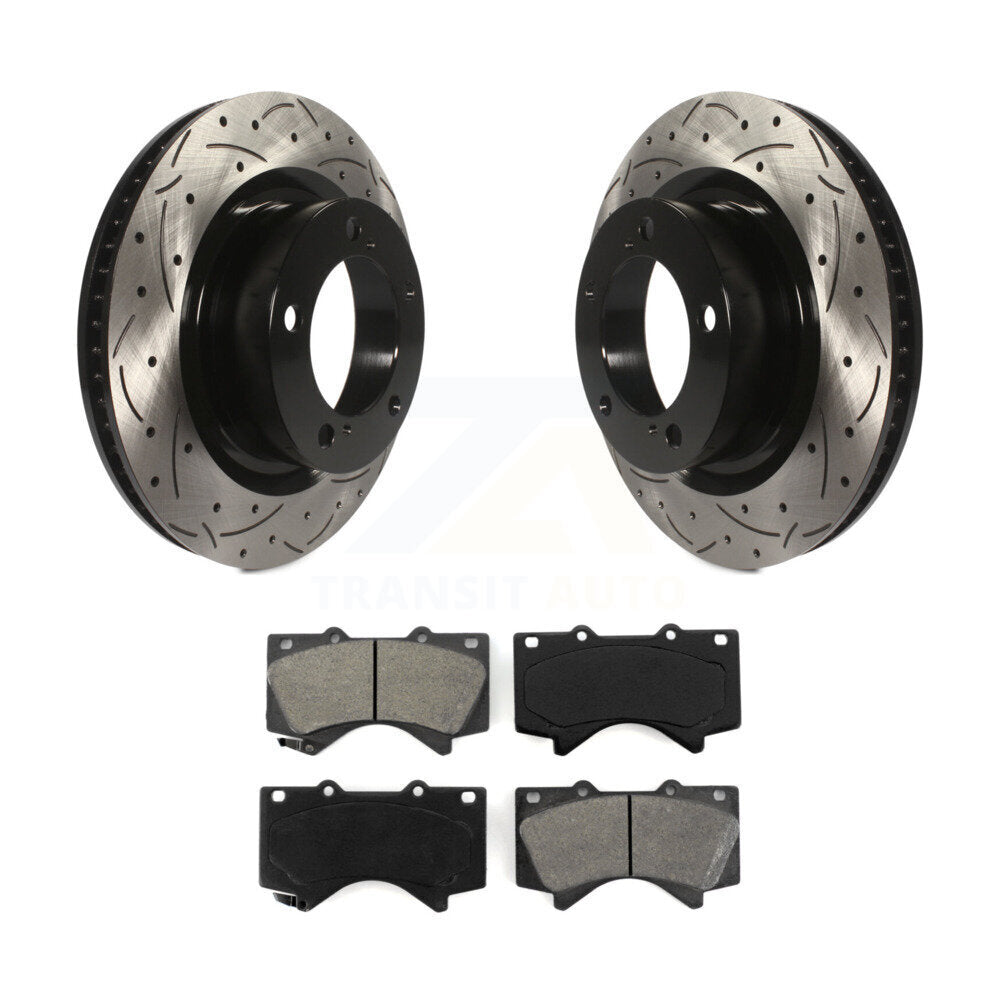 Rotor de frein à fente percée avant et Kit de plaquettes semi-métalliques pour Toyota Tundra Sequoi