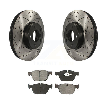 Rotor de frein à disque à fente percée avec revêtement avant et Kit de plaquettes semi-métalliques pour BMW X5 X