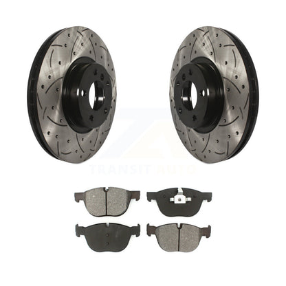 Rotor de frein à disque à fente percée avec revêtement avant et Kit de plaquettes semi-métalliques pour BMW X5 X