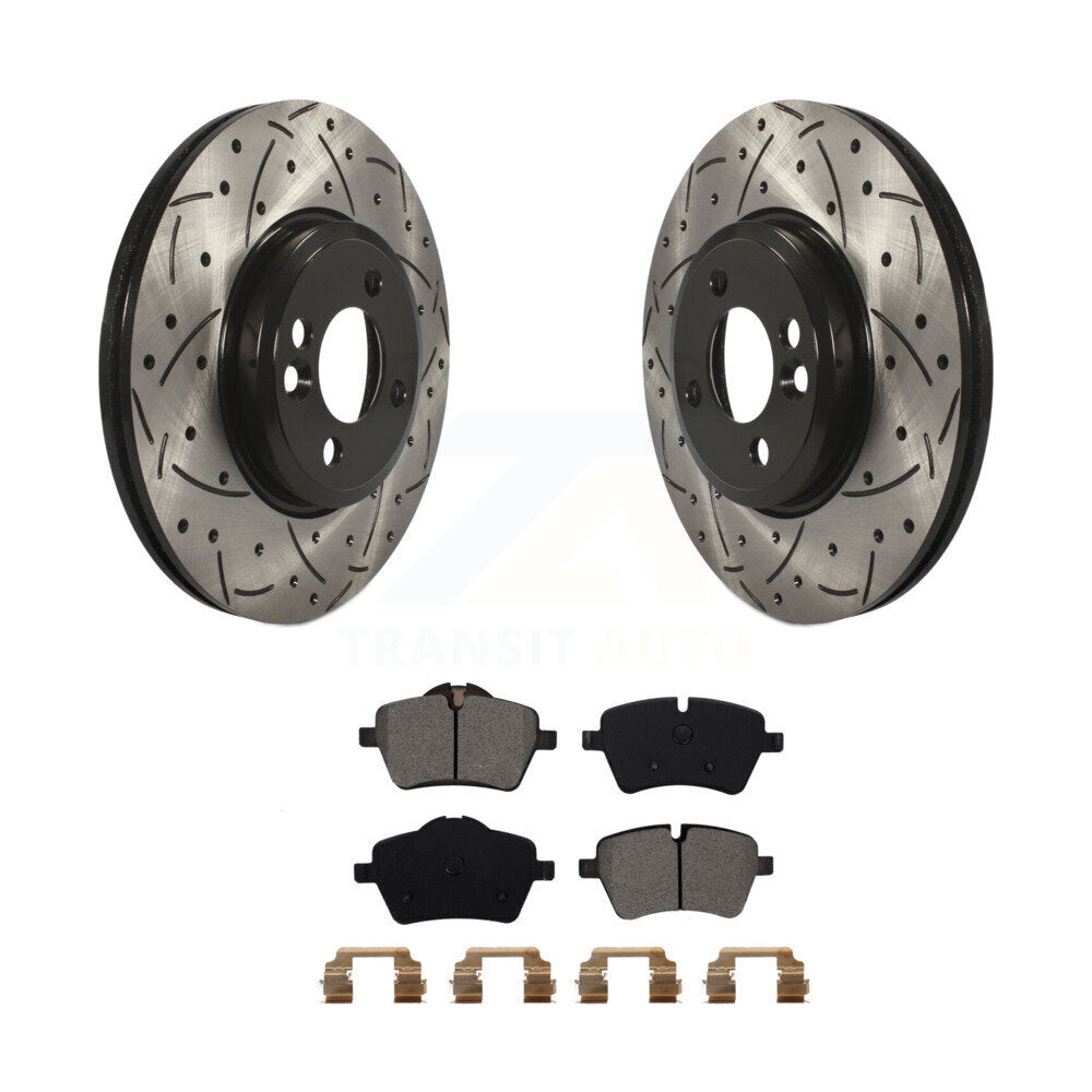 Rotors de frein à fente avant percés, Kit de plaquettes semi-métalliques pour Mini Cooper Countryma