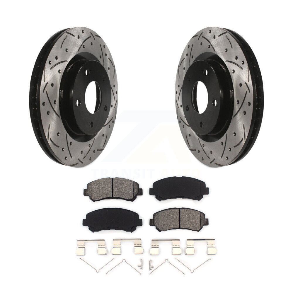 Kit de plaquettes semi-métalliques de rotors de frein à disque de fente de forage avant pour Nissan Rogue Selec