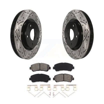 Kit de plaquettes semi-métalliques de rotors de frein à disque de fente de forage avant pour Nissan Rogue Selec