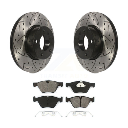 Kit de plaquettes semi-métalliques de rotors de frein à disque de fente de forage enduit avant pour BMW X1 328x