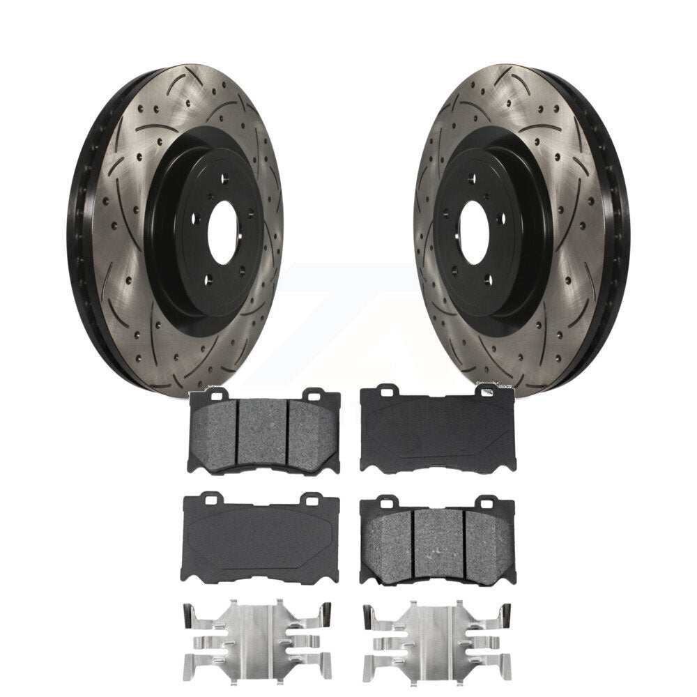 Kit de plaquettes semi-métalliques de Rotor de frein de fente de forage avant pour INFINITI Q50 G37 Nissan