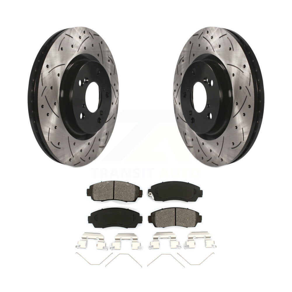 Kit de plaquettes semi-métalliques de Rotor de frein à fente avant percée pour Honda Odysse 2011 – 2014
