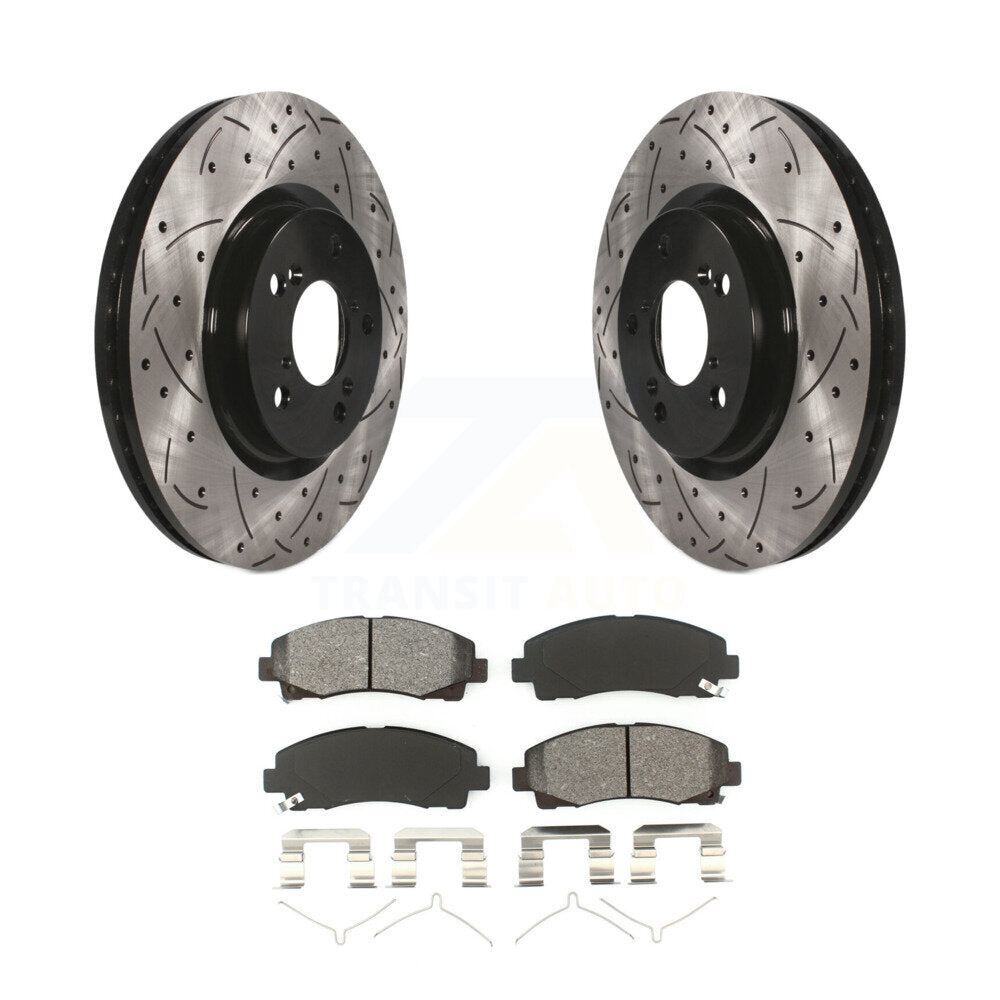 Kit de plaquettes semi-métalliques de Rotor de frein à disque à fente avant percée pour Acura T 2009 – 2014