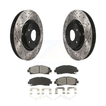 Kit de plaquettes semi-métalliques de Rotor de frein à disque à fente avant percée pour Acura T 2009 – 2014