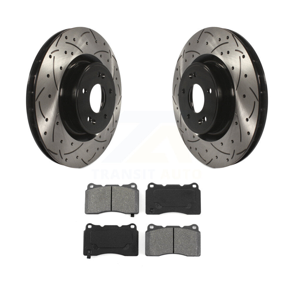 Rotor de frein à fente percée avant et Kit de plaquettes semi-métalliques pour Hyundai Genesis Coup