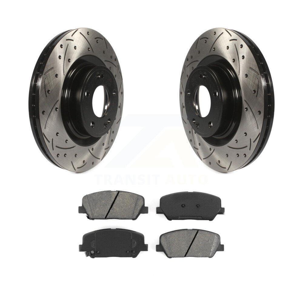 Rotor de frein à fente percée avant et Kit de plaquettes semi-métalliques pour Hyundai Genesis Coup
