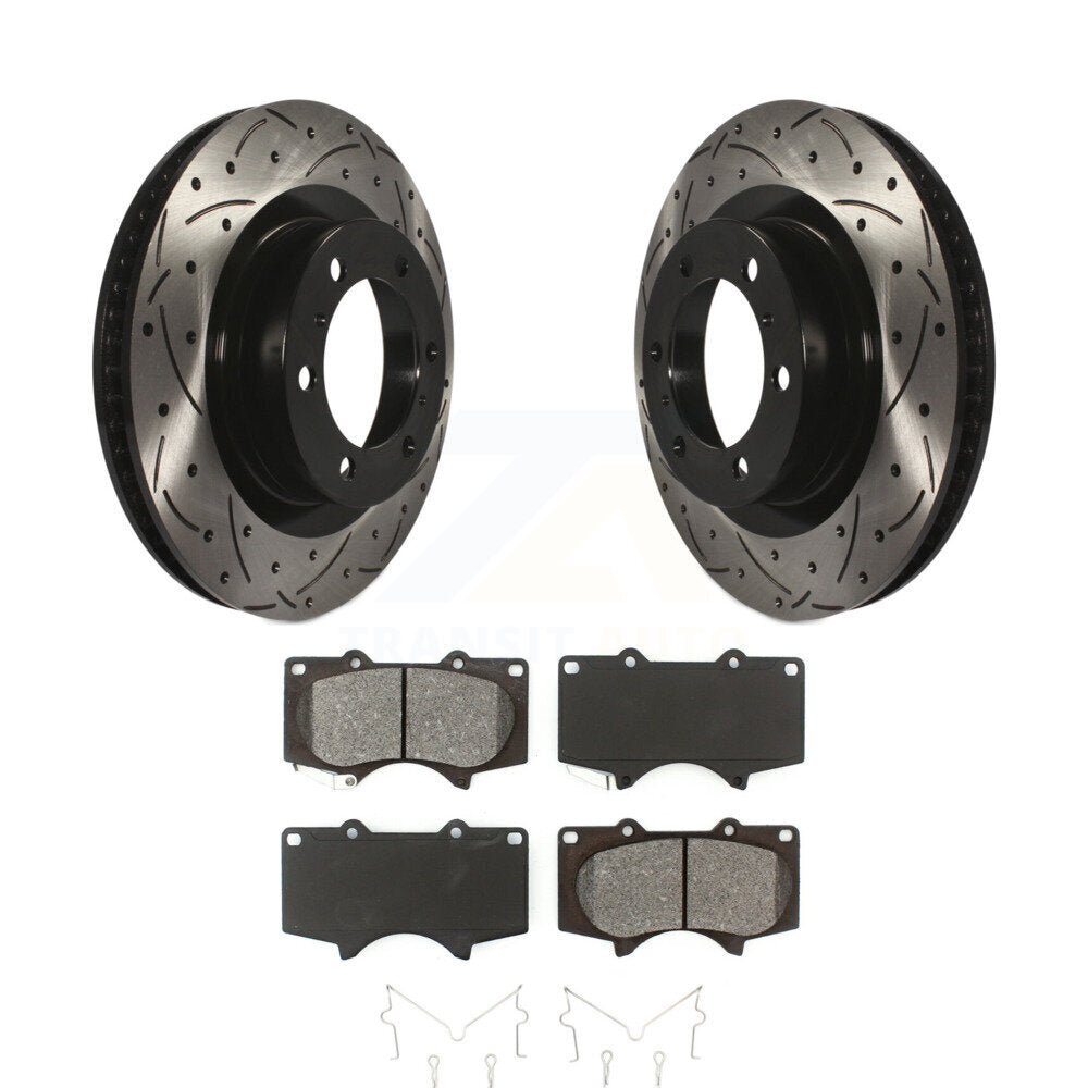 Kit de plaquettes semi-métalliques de Rotor de frein à disque de fente de forage avant pour Toyota 4Runner Lexu