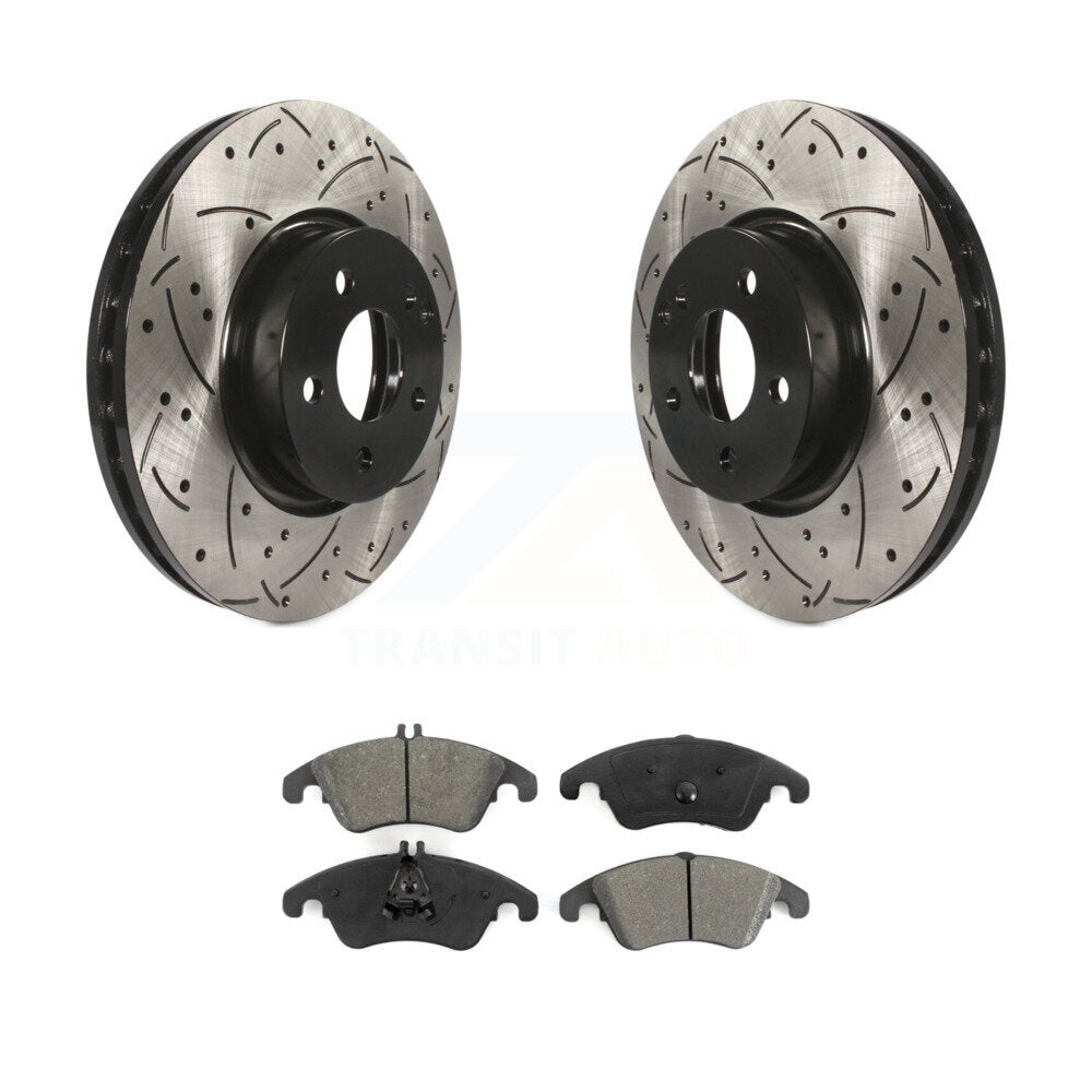 Kit de plaquettes semi-métalliques de Rotor de frein à fente avant percée, pour Mercedes-Benz C300 E35