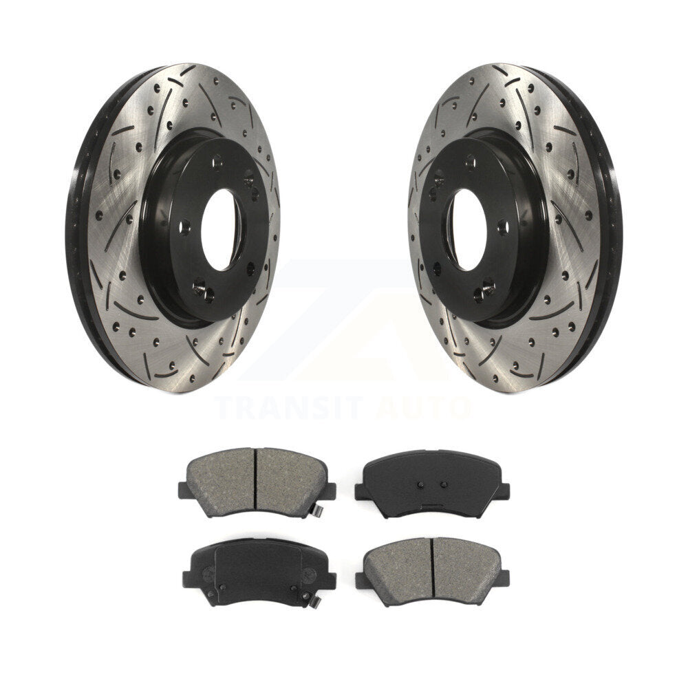 Rotors de frein à fente avant percés, Kit de plaquettes semi-métalliques pour Hyundai Elantra GT Ki