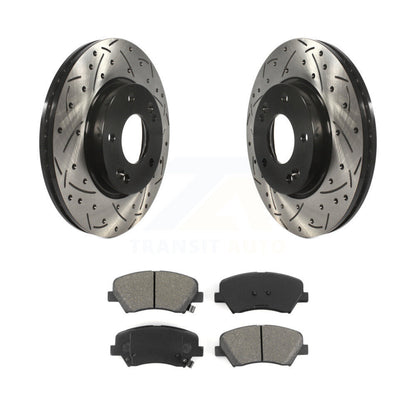 Rotors de frein à fente avant percés, Kit de plaquettes semi-métalliques pour Hyundai Elantra GT Ki