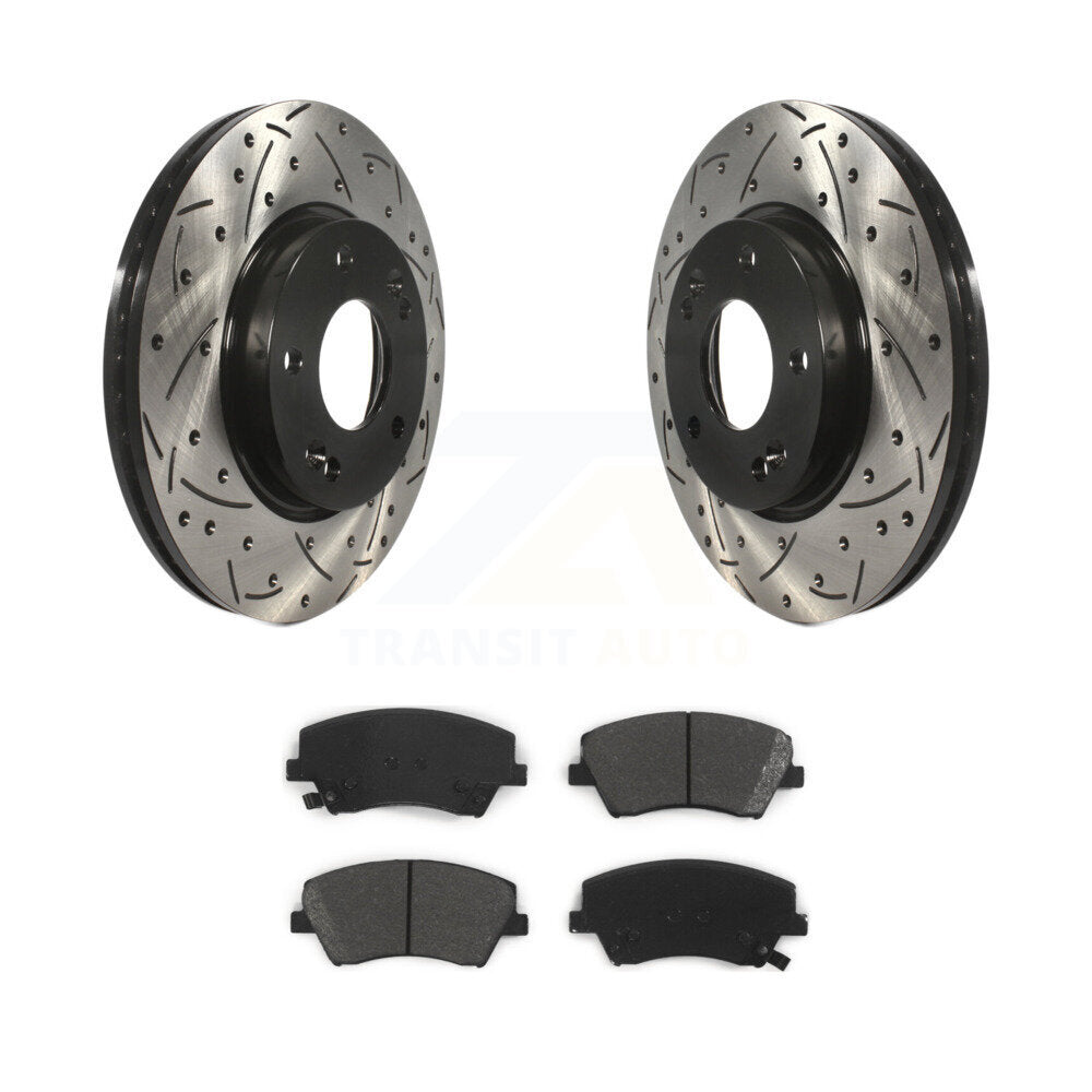 Kit de plaquettes semi-métalliques de Rotor de frein à disque de fente de forage de couche avant pour Hyundai Elantr