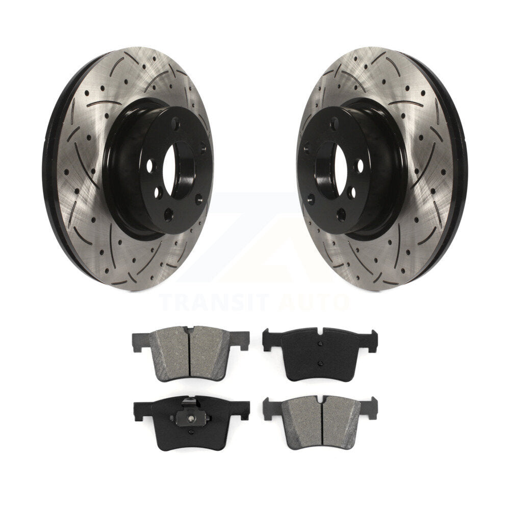 Rotor de frein à disque à fente percée avec revêtement avant et Kit de plaquettes semi-métalliques pour BMW X3 X