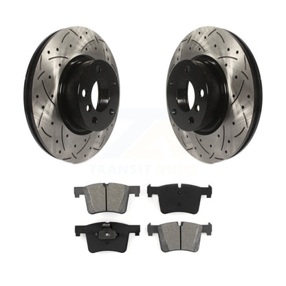 Rotor de frein à disque à fente percée avec revêtement avant et Kit de plaquettes semi-métalliques pour BMW X3 X