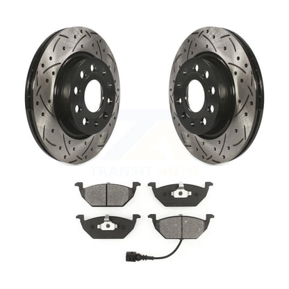 Rotor de frein à disque à fente avant percée et Kit de plaquettes semi-métalliques pour Volkswagen Jett