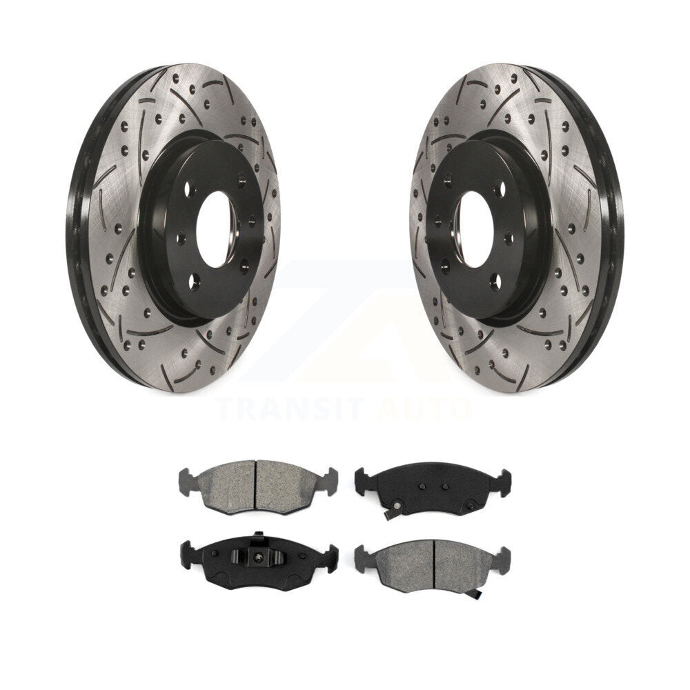 Kit de plaquettes semi-métalliques de Rotor de frein à disque fendu percé à revêtement avant pour Fiat 50