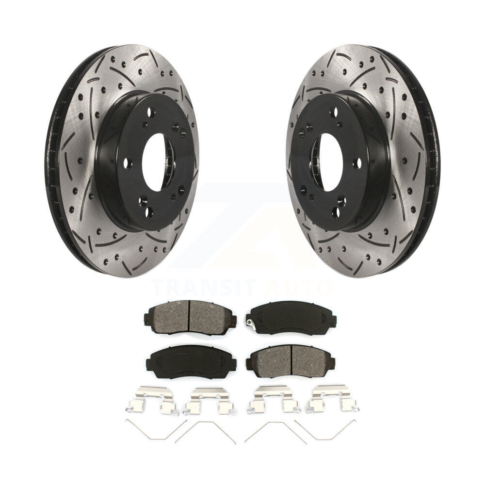 Kit de plaquettes semi-métalliques de Rotor de frein à disque à fente percée avec revêtement avant pour Honda Civi