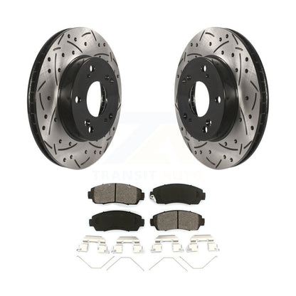 Kit de plaquettes semi-métalliques de Rotor de frein à disque à fente percée avec revêtement avant pour Honda Civi