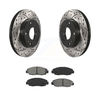 Kit de plaquettes semi-métalliques de Rotor de frein à disque à fente percée avec revêtement avant pour Honda Civi